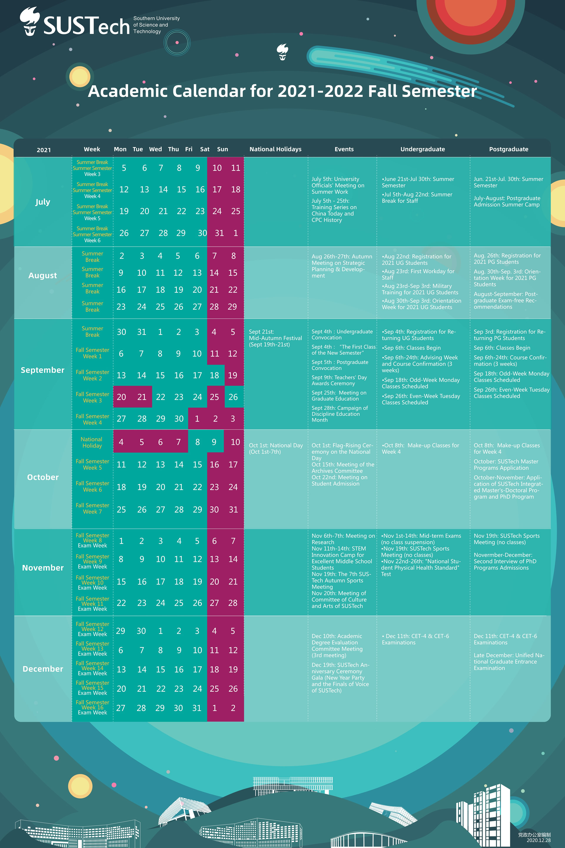 Academic Calendar SUSTech